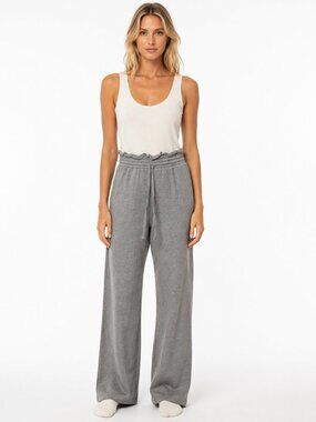 Hot & Delicious NWOT Gray White Lounge Jumpsuit Paperbag Waist Size S